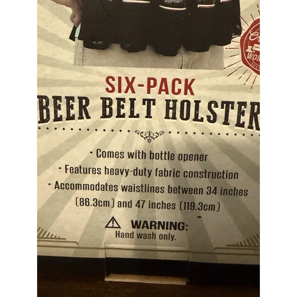Six-Pack Beer Belt Holster w/ Bottle Opener Adjustable 34-47